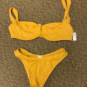 L SPACE  mustard yellow bikini size DD and L